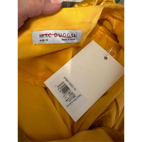 MAC DUGGAL FLOWY SPLIT BISHOP SLEEVE FAUX WRAP GOWN - Picture 12 of 12